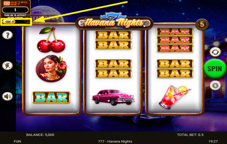 777 Havana Nights ACTIVEZ LE PARI RÉTRO.