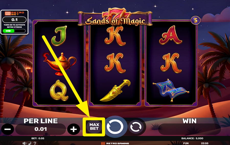 777 Sands of Magic ESTABLISH THE MAXIMUM WAGER VALUE.