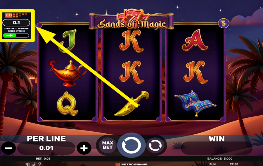 777 Sands of Magic TAKE ADVANTAGE OF THE RETRO BET.