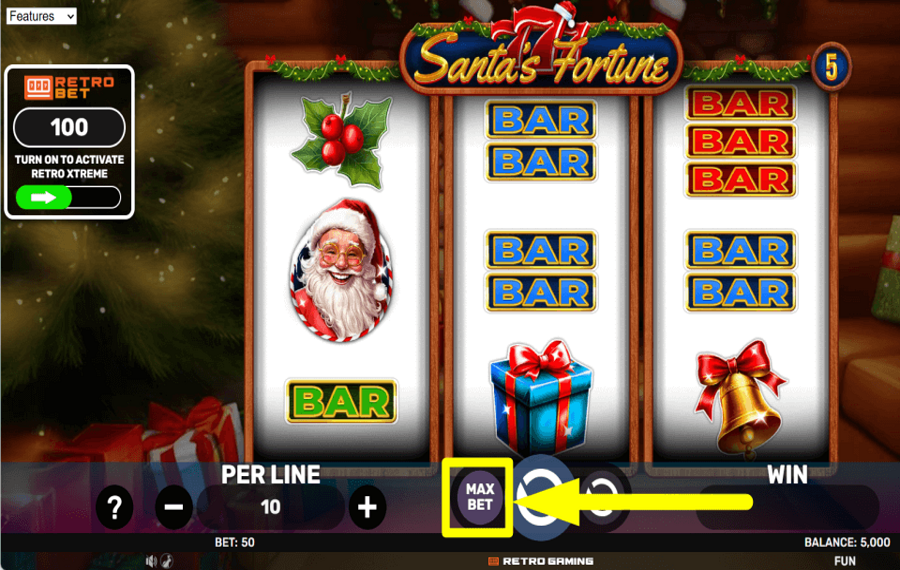777 Santas Fortune ALLOT THE MAXIMUM BET.