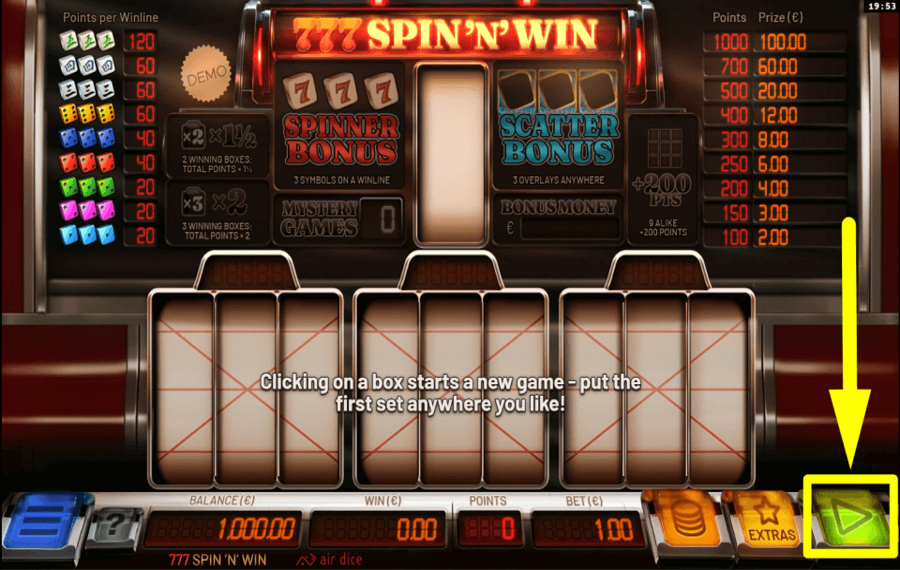 777 Spin n Win START THE GAME.