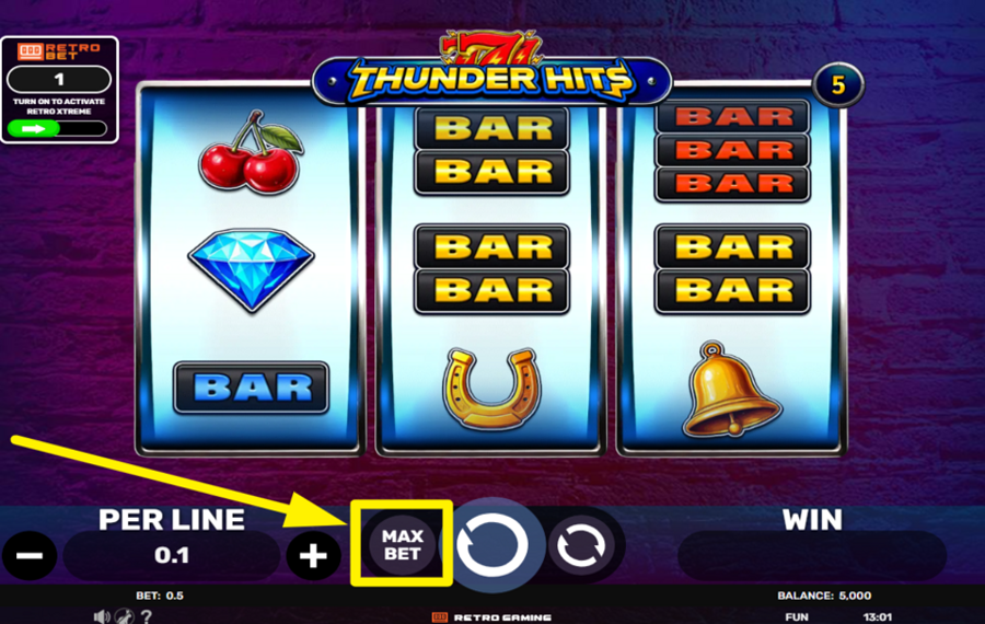 777 Thunder Hits CHOOSE THE HIGHEST WAGER LIMIT.