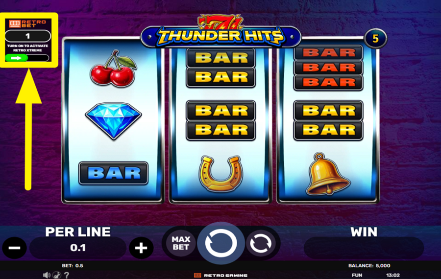 777 Thunder Hits POWER UP WITH RETRO XTREME.