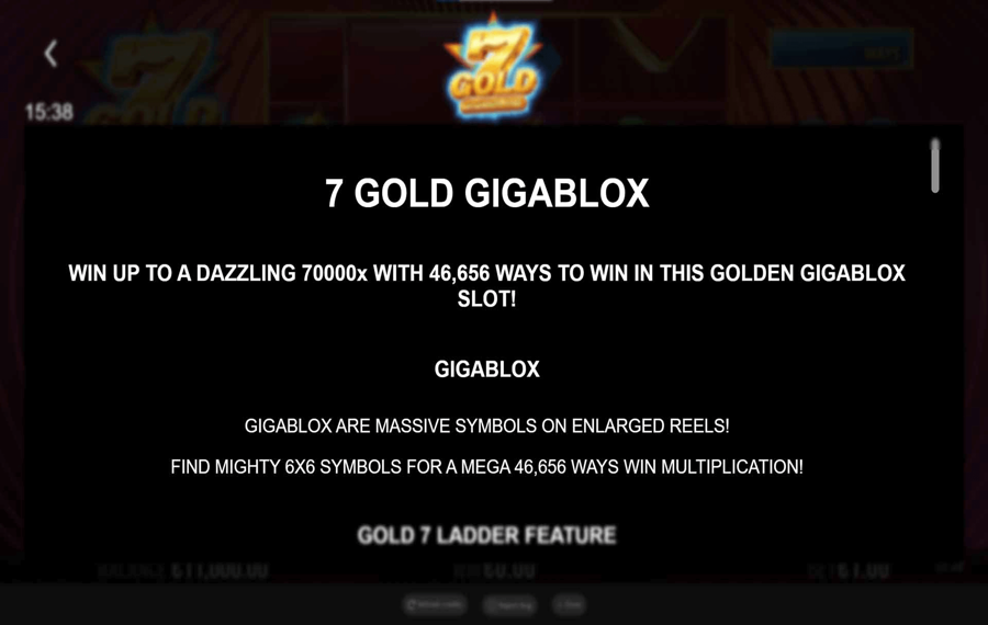 7 Gold Gigablox Выберите линии выплат