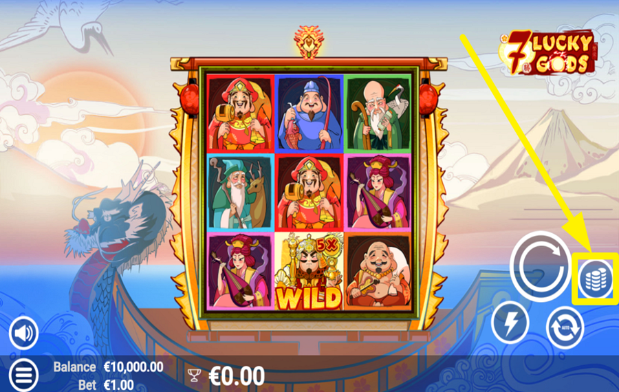 7 Lucky Gods WÄHLEN SIE EINEN EINSATZWERT.