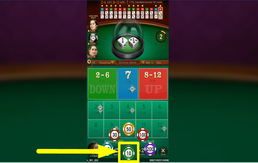 7 up 7 down ESTABLECE LA APUESTA.