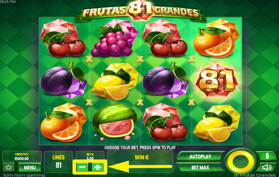 81 Frutas Grandes WEISEN SIE EINEN EINSATZWERT ZU.