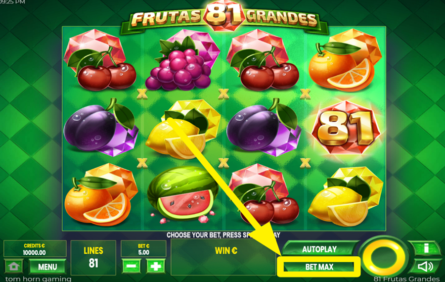 81 Frutas Grandes FESTLEGEN SIE DEN MAXIMALEN EINSATZBETRAG. 