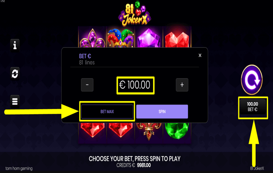 81 JokerX SÉLECTIONNEZ LA MISE MAXIMUM.
