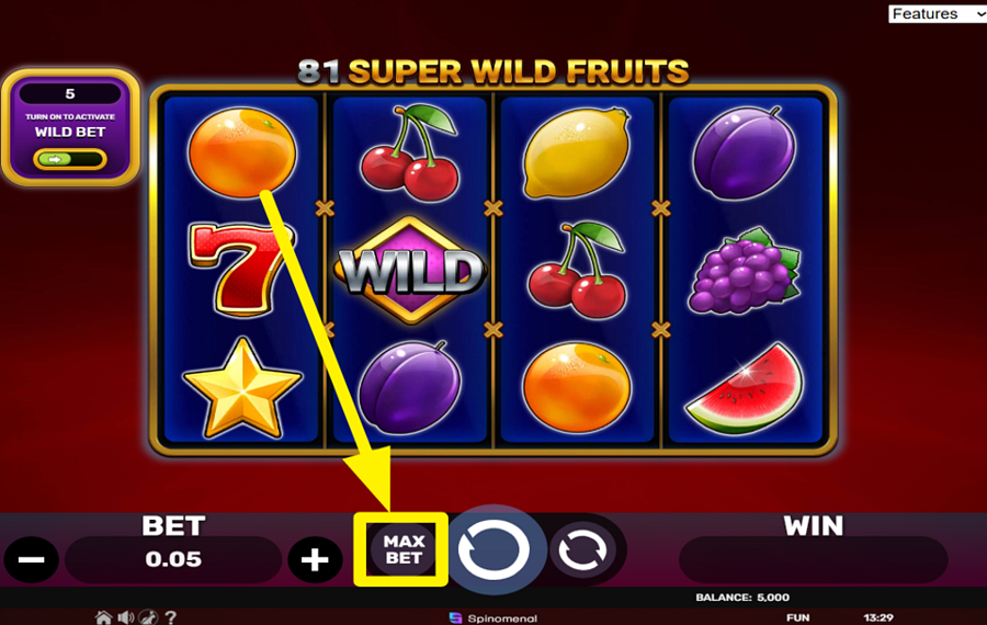 81 Super Wild Fruits TARGET THE MAXIMUM BETTING AMOUNT.