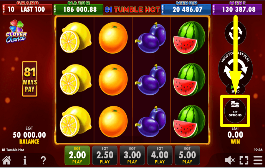 81 Tumble Hot Clover Chance AJUSTE LA ESTACA.