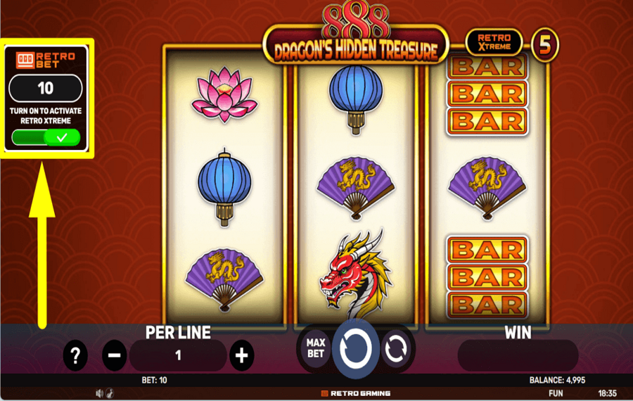 888 Dragons Hidden Treasure RETRO-WETTE AKTIVIEREN.