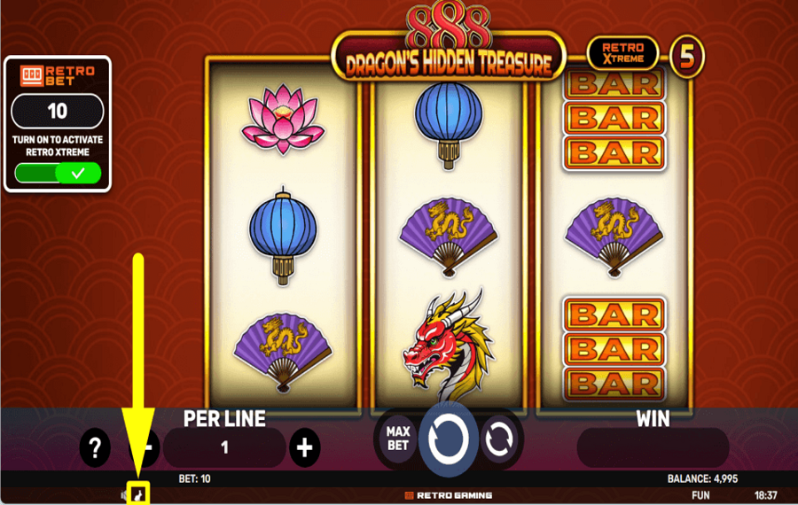 888 Dragons Hidden Treasure ÄNDERN SIE DAS SPIELTEMPERATUR.