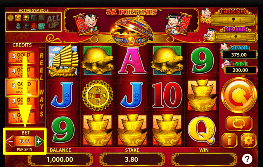 88 Fortunes KONTROLLIEREN SIE DEN EINSATZ.