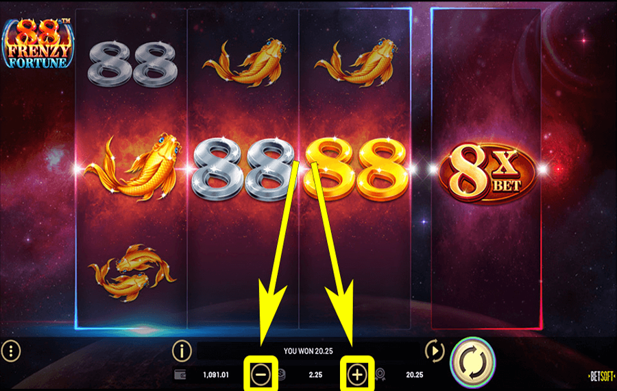 88 Frenzy Fortune Choisissez le montant de votre mise.