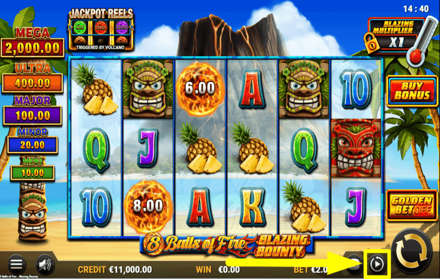 8 Balls of Fire Blazing Bounty CONTINUE AUTOMATICALLY.