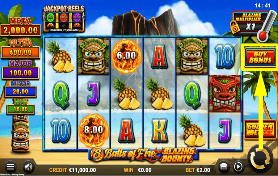 8 Balls of Fire Blazing Bounty COLLECT BONUSES.