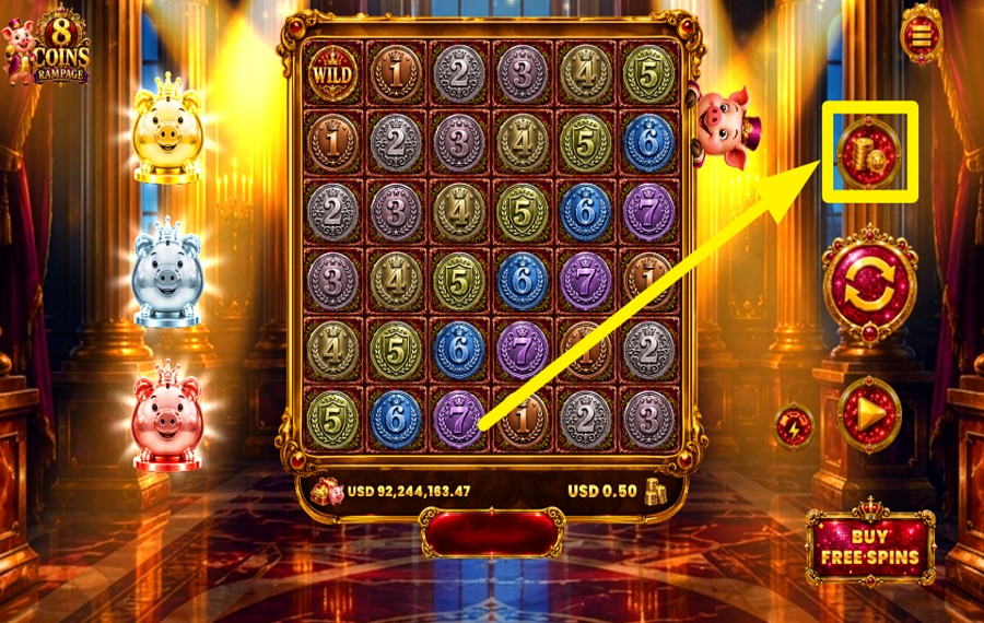 8 Coins Rampage 賭け金を設定してください。