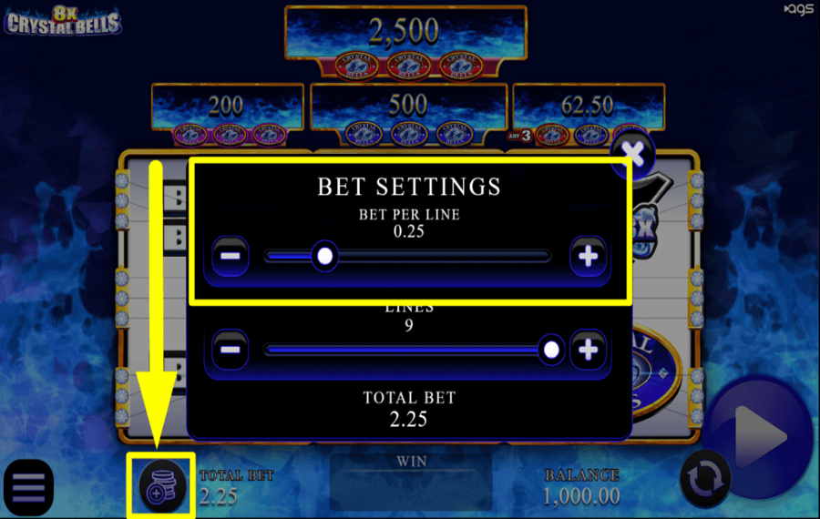 8x Crystal Bells ASSIGN A BET AMOUNT.