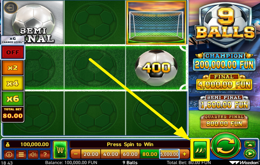9 Balls CONFIGURER LE NIVEAU DE VOLATILITÉ.
