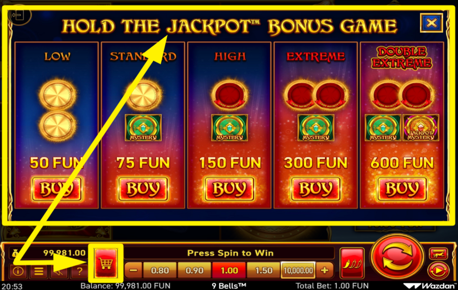 9 Bells PURCHASE A BONUS GAME.