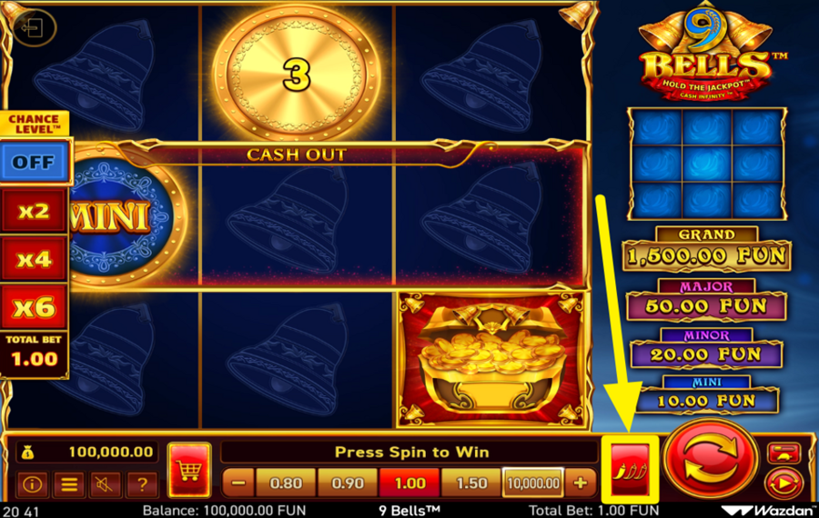 9 Bells ADJUST GAME VOLATILITY LEVEL.