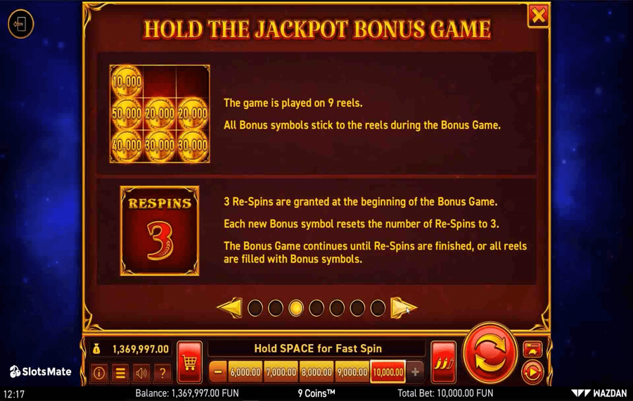 9 Coins Scegli le linee di pagamento.