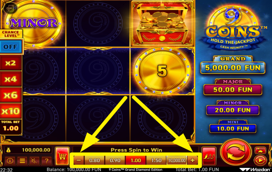 9 Coins Grand Diamond Edition DECIDE ON YOUR STAKE.