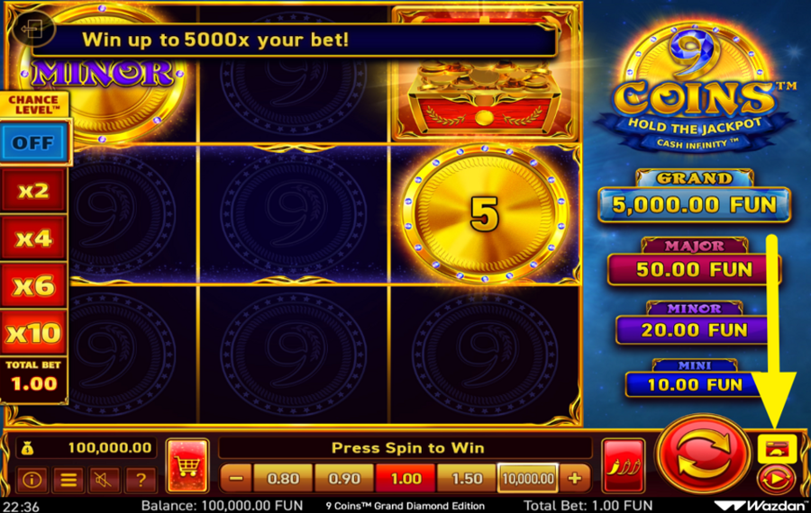 9 Coins Grand Diamond Edition AMP UP THE GAME.