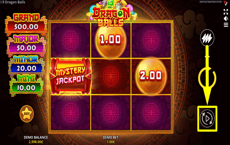 9 Dragon Balls Cash Up CHOOSE AUTOMATIC SPINS.