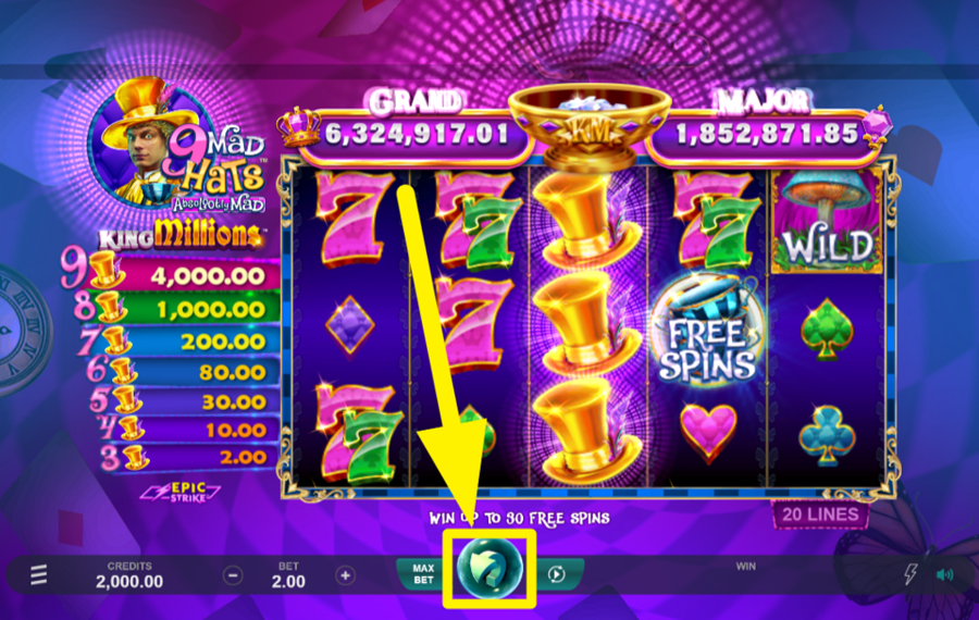 9 Mad Hats King Millions ¡GIRA PARA GANAR!