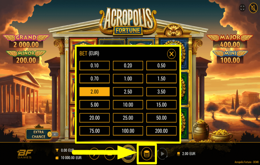 Acropolis Fortune SET THE WAGER.