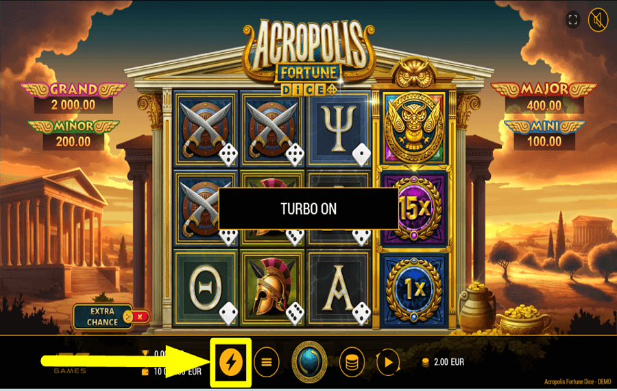Acropolis Fortune Dice DAS TEMPO KONTROLLIEREN.