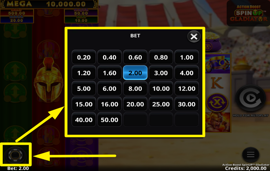 Action Boost SpinUP Gladiator COLOCA TU APUESTA.