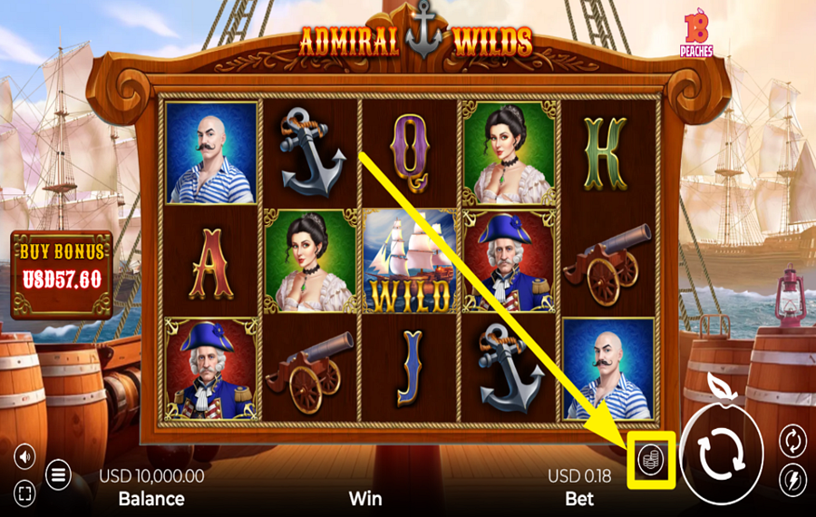 Admiral Wilds Legen Sie Ihren Einsatz fest.