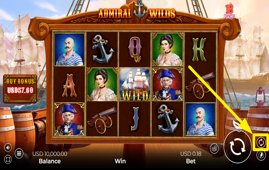 Admiral Wilds WÄHLEN SIE AUTOMATISCHE SPINS.