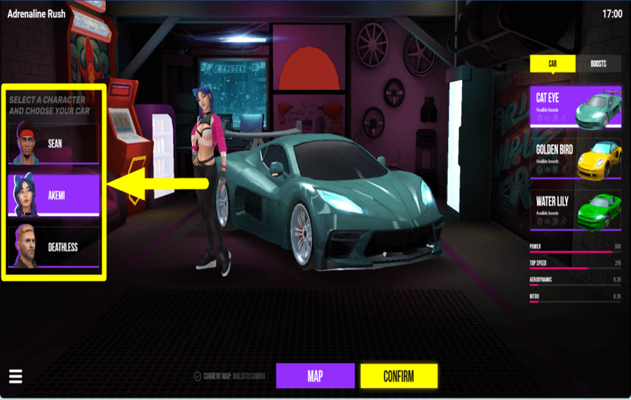 Adrenaline Rush CHOOSE A CHARACTER.