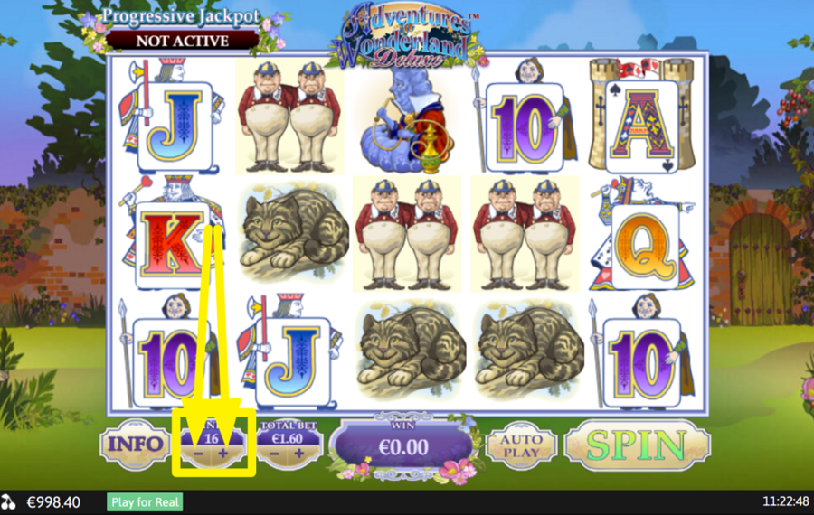 Adventures in Wonderland Wettlinien anpassen.