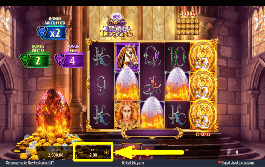 Age of Conquest Diamonds and Dragons DÉFINISSEZ VOTRE MISE.