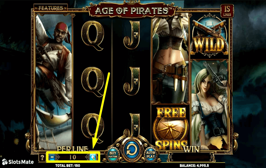 Age of Pirates 15 Lines Выберите сумму ставки. 
