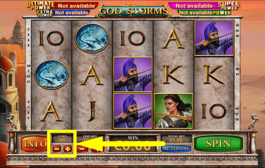 Age of the Gods God of Storms REGOLA LE LINEE DI PAGAMENTO.