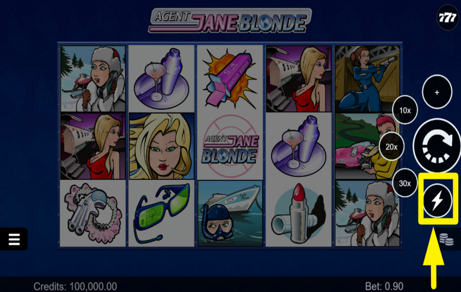 Agent Jane Blonde BESCHLEUNIGEN SIE DAS SPIEL.