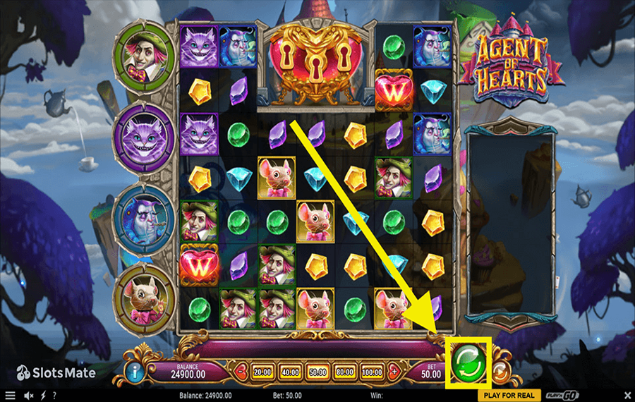 Agent of Hearts Click/tap the “Spin” button.