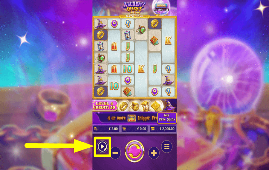 Alchemy Quest Jackpot UTILIZZA LA RIPRODUZIONE AUTOMATICA.