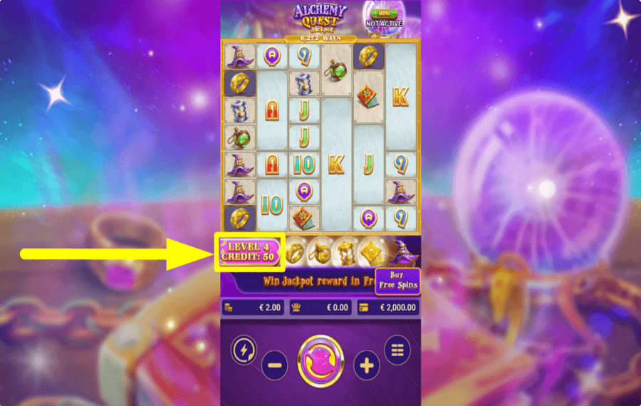 Alchemy Quest Jackpot REGOLARE IL LIVELLO.