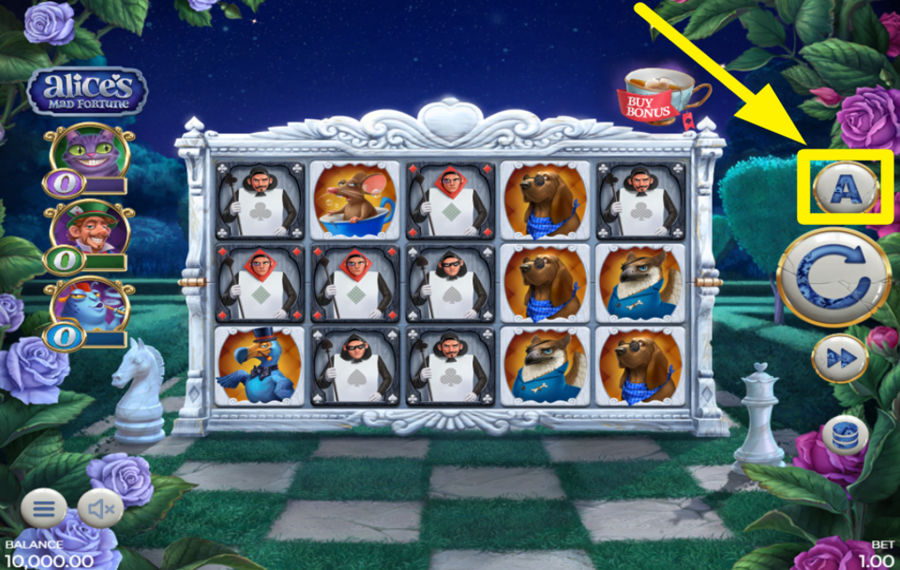 Alices Mad Fortune ACTIVATE AUTOMATIC SPINNING.