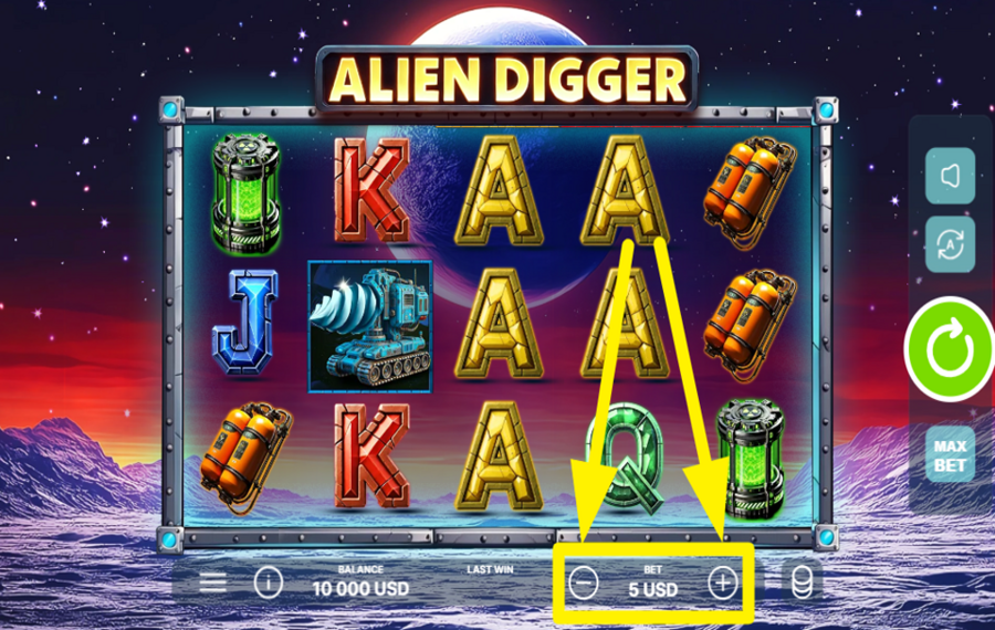 Alien Digger SPECIFY YOUR WAGER.