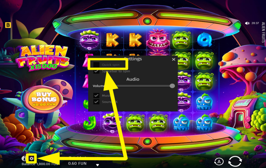 Alien Fruits AUMENTA AL MASSIMO LA VELOCITÀ.