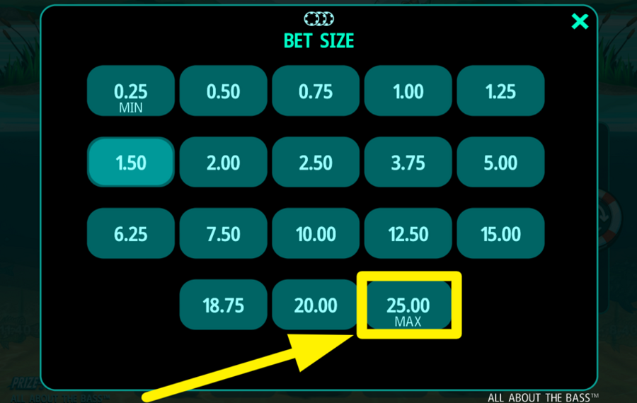 All About the Bass Legen Sie das höchste Einsatzlimit fest.