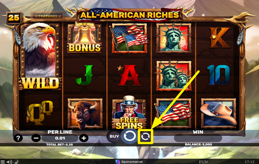 All American Riches ИСПОЛЬЗУЙТЕ АВТОМАТИЗИРОВАННЫЕ ВРАЩЕНИЯ.